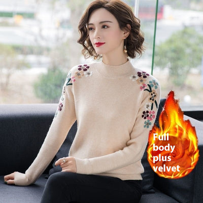 Blusa Suelta con Cuello Alto y Bordados para Mujer - Image 10