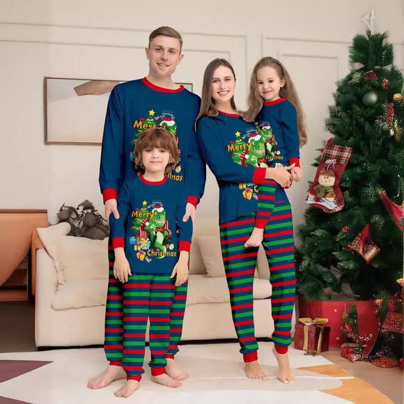 Pijama Navideño Dinosaurio T-Rex para Familia - Juego Papás e Hijos