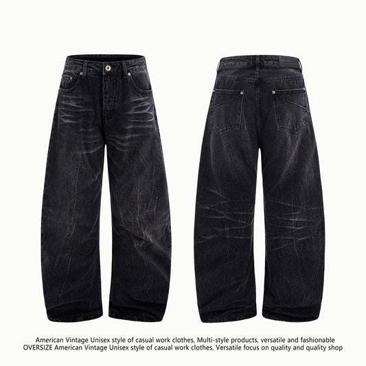 Jeans Vintage Desgastado con Efecto Rayo Americano
