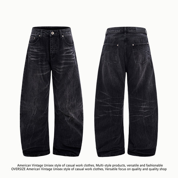 Jeans Vintage Desgastado con Efecto Rayo Americano