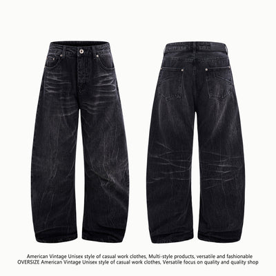 Jeans Vintage Desgastado con Efecto Rayo Americano