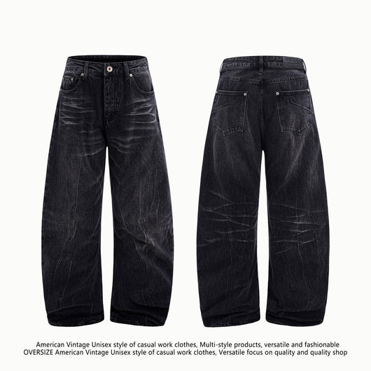 Jeans Vintage Desgastado con Efecto Rayo Americano