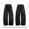 Calça Jeans Vintage Desgastada com Efeito Raio Americano