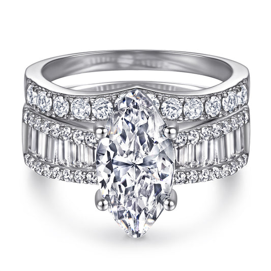 Anillo de Plata Esterlina S925 para Mujer con Circonitas Incrustadas