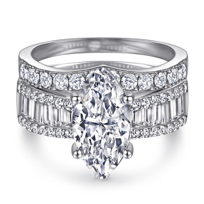 Anillo de Plata Esterlina S925 para Mujer con Circonitas Incrustadas