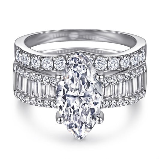 Anillo de Plata Esterlina S925 para Mujer con Circonitas Incrustadas