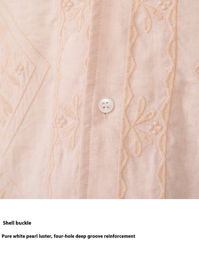 Camisa de Lino y Algodón con Cuello Cubano Bordado - Protección Solar de Manga Larga - Image 12