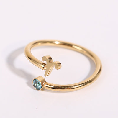 Anillo de Acero Inoxidable con Piedra de Nacimiento del Zodiaco - Image 15