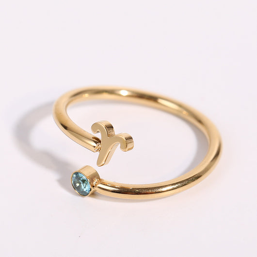 Anillo de Acero Inoxidable con Piedra de Nacimiento del Zodiaco - Image 15