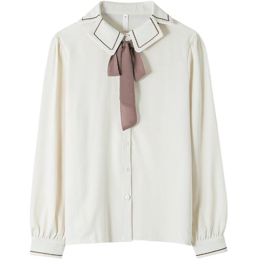 Blusa Retro con Moño Elegante de Manga Larga - Image 2