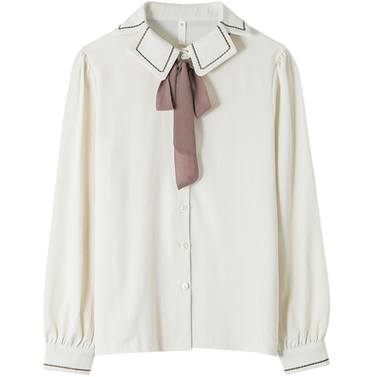 Blusa Retro con Moño Elegante de Manga Larga - Image 2