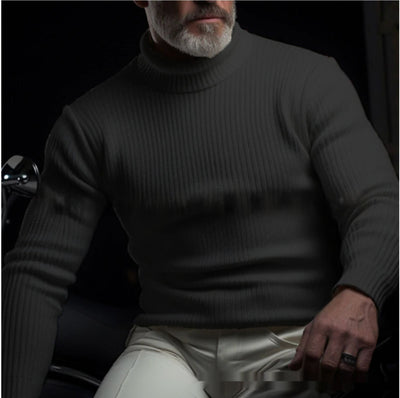 Suéter Cuello Alto Liso de Manga Larga para Hombre - Image 13