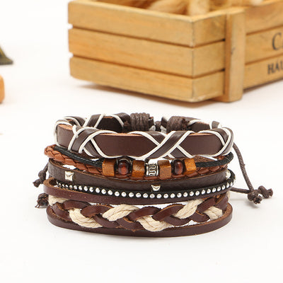 Pulsera de Cuero Trenzada Artesanal Multicapa - Image 7