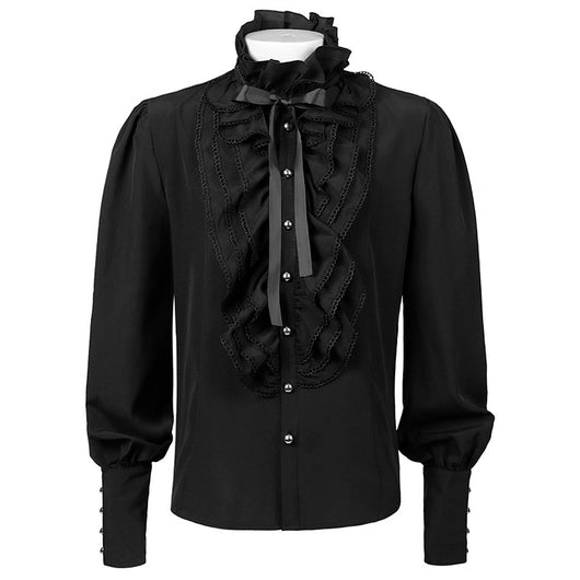 Camisa Plisada Steampunk Victoriana para Hombre con Capas - Image 2