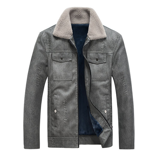 Chaqueta de Cuero para Hombre con Forro de Terciopelo Engrosado - Image 10