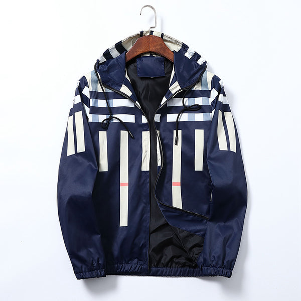 Chaqueta Trench Casual de Hombre con Estampado a Rayas