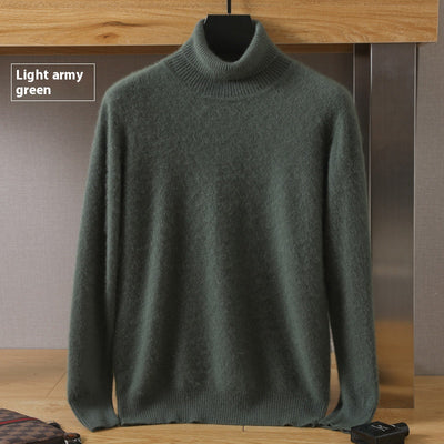Suéter Pullover de Cuello Alto Holgado en Visón para Hombre - Invierno - Image 13