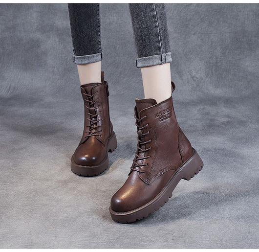 Botines de Cuero Suave para Mujer con Tacón Robusto y Forro de Felpa - Image 13