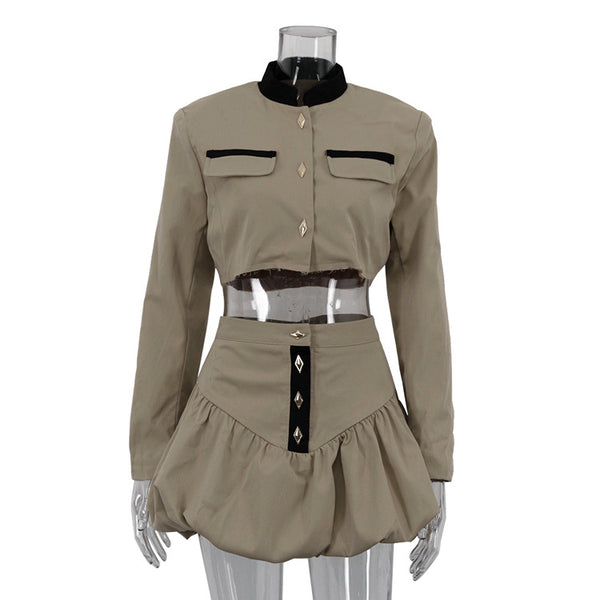Conjunto Elegante: Blusa Cuello Alto Manga Larga + Falda Ajustada - Image 35