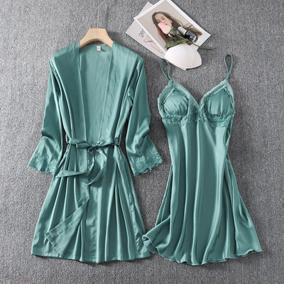 Camisón Corto Sensual con Tirante de Seda Helada y Soporte de Pecho - Image 32