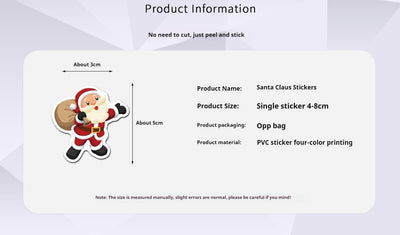 50-piece pack of cartoon Christmas waterproof stickers featuring Santa Claus, reindeer, snowmen, and gift boxes. - Image 7
