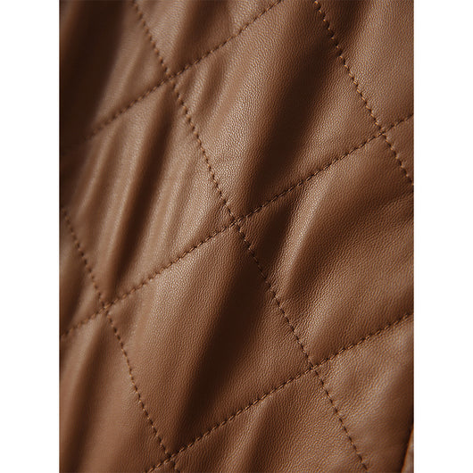 Abrigo de Piel de Oveja con Patrón Rombos para Mujer - Image 5