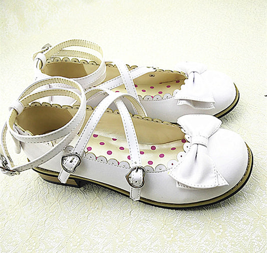 Zapatos de Princesa para Niña con Moño y Tira Cruzada