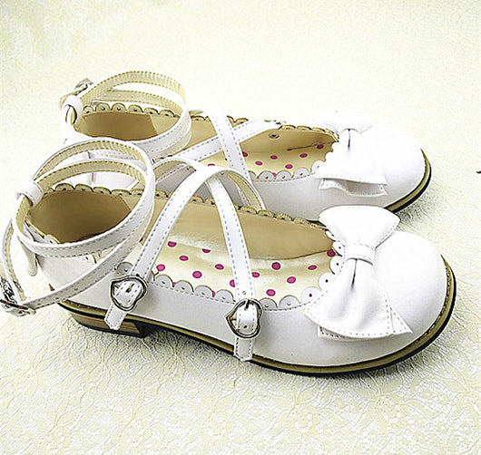 Zapatos de Princesa para Niña con Moño y Tira Cruzada