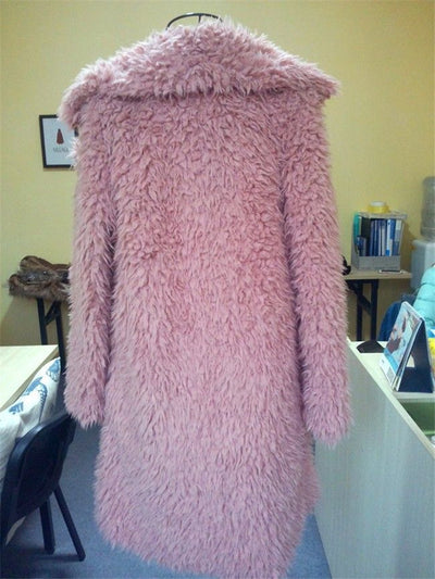 Abrigo Largo de Lana de Cordero para Mujer Otoño Invierno con Detalles de Piel Sintética - Image 5