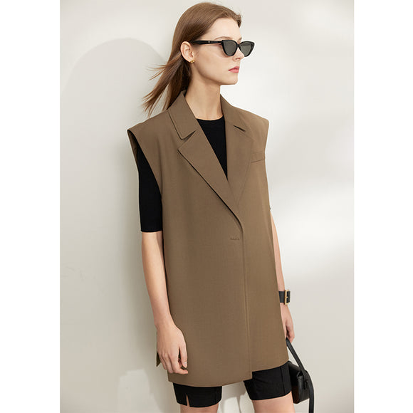 Chaleco Blazer Mujer Estilo Occidental con Hombros Anchos