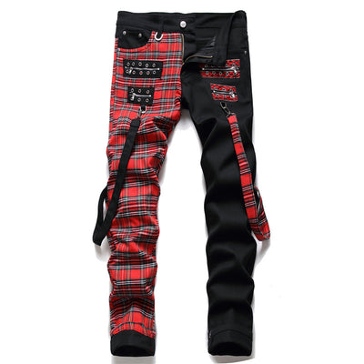 Jeans Rectos Hombre con Panel Colorblock Negro sin Estiramiento - Image 9