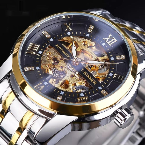 Reloj Mecánico Impermeable con Diseño Calado para Hombre