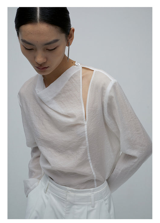 Blusas Elegantes para Mujer con Cuello Plisado y Detalles Recortados - Image 15