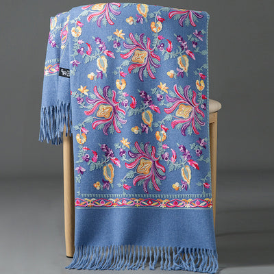 Bufanda Cashmere Tibetana Bordada Gruesa para Invierno - Image 17