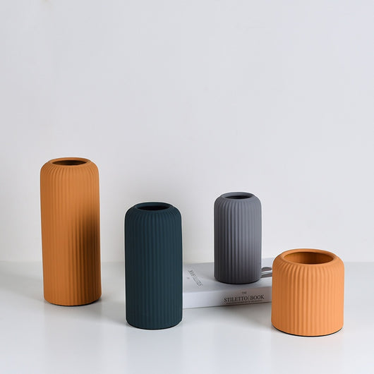 Jarrón Cerámico Minimalista Morandi Boca Ancha para Flores Secas - Image 4