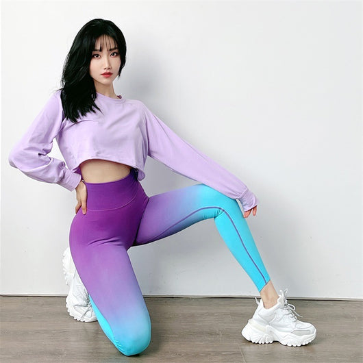 Pantalones Yoga Deportivos de Cintura Alta con Degradado Melocotón - Image 21