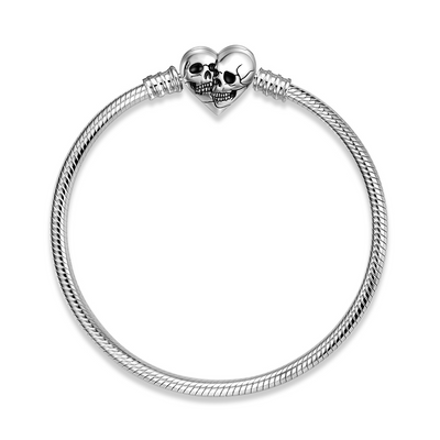 Pulsera de Plata Esterlina S925 Cadena Hueso de Serpiente con Calavera Doble - 3MM - Image 11