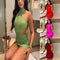 Vestido Elegante Escote Alto con Espalda Descubierta y Cintura Ajustada