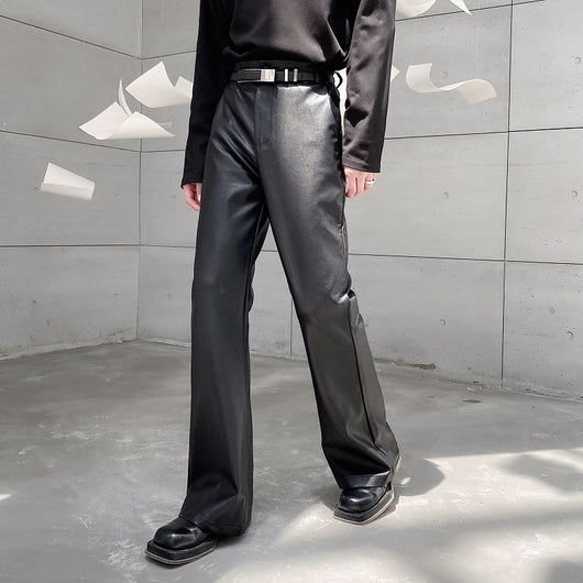 Pantalones de Traje Casual en Cuero PU para Hombre - Image 4