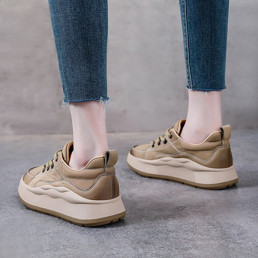 Zapatos de Cuero Genuino Estilo Británico con Plataforma y Cordones - Image 4