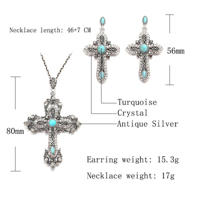 Conjunto de Joyería Retro Turquesa - Collar y Aretes - Image 7