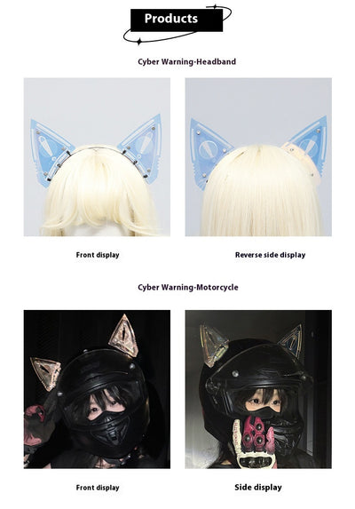 Conjunto de Armadura Mecánica Cyberpunk con Máscara, Protectores de Brazos y Diadema de Orejas de Gato - Image 12