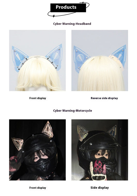 Conjunto de Armadura Mecánica Cyberpunk con Máscara, Protectores de Brazos y Diadema de Orejas de Gato - Image 12