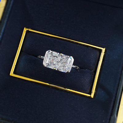 Anillo de Plata 925 con Corte de Hielo Floral Rectangular 7-11mm - Image 12