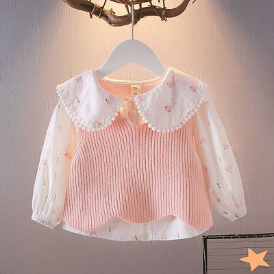 Conjunto de Primavera para Niña - Blusa y Chaleco Dos Piezas - Image 3