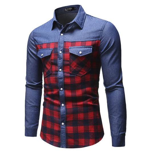 Camisa Cuadros Hombre Slim Fit Clásica con Costuras Reforzadas - Image 3