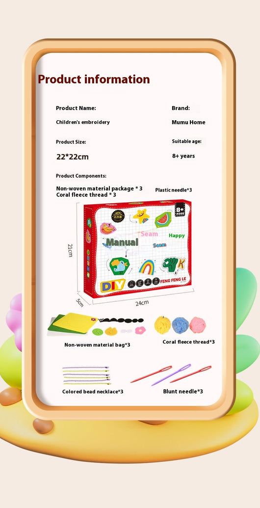 Kit de Bordado Infantil con Animales de Dibujos Animados - Juguete Educativo DIY para Jardín - Image 25