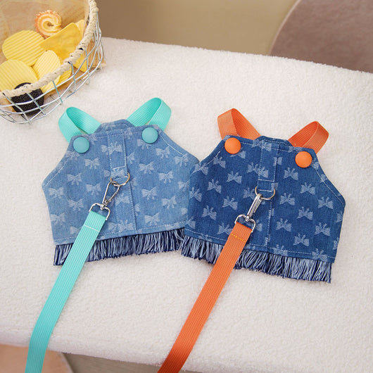 Enterizo Denim para Mascotas con Moño Trasero - Image 2