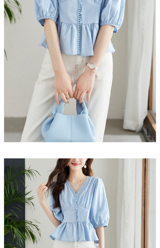 Blusa Fresca de Cuello en V para Mujer - Cómoda y Elegante - Image 15