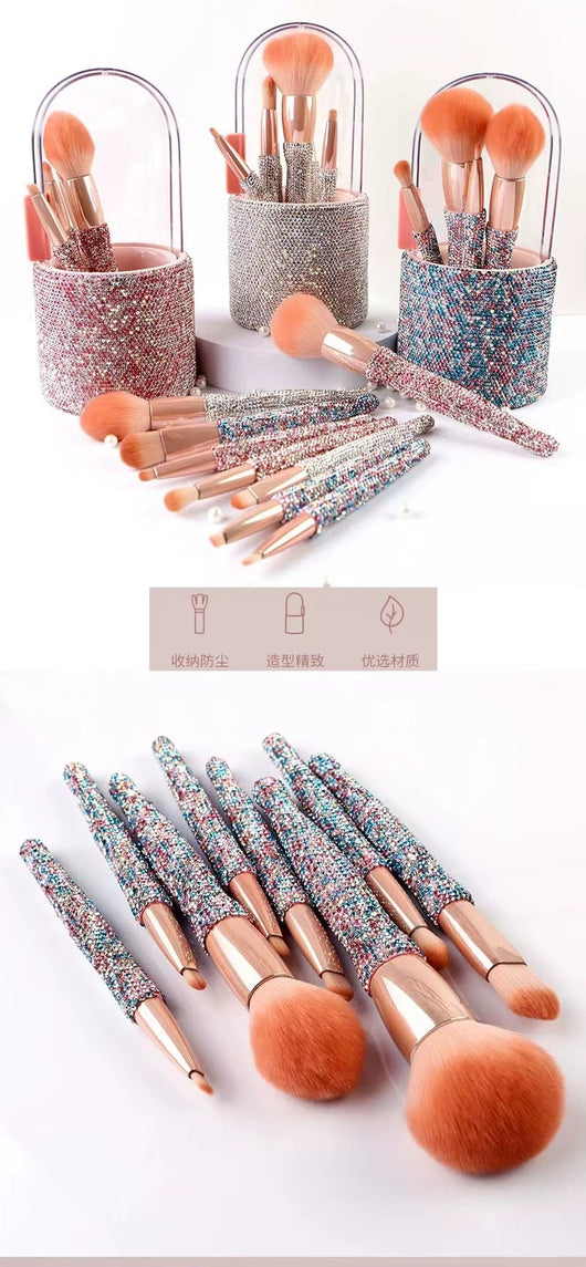 Set de 8 Brochas de Maquillaje Lujo con Diamantes Incrustados - Image 14